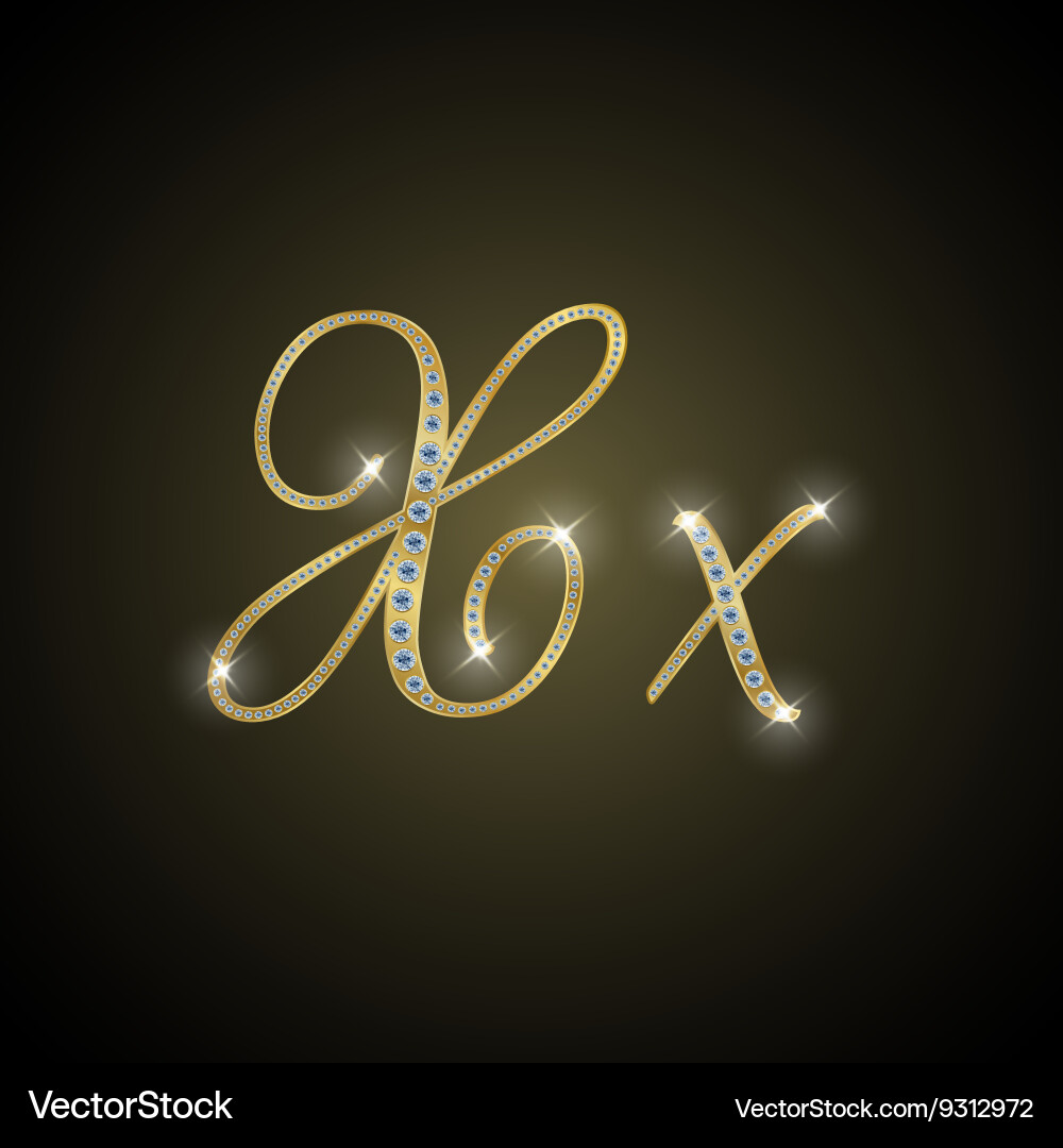 Shiny alphabet x of gold and diamond Vector Image