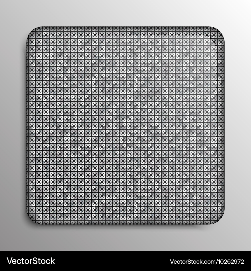 Silver square button on grey background vector image