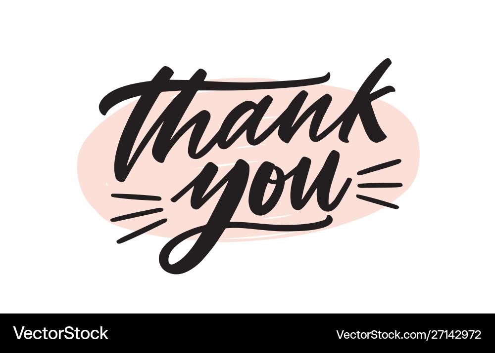 Thank You Handwritten Lettering Vector Image