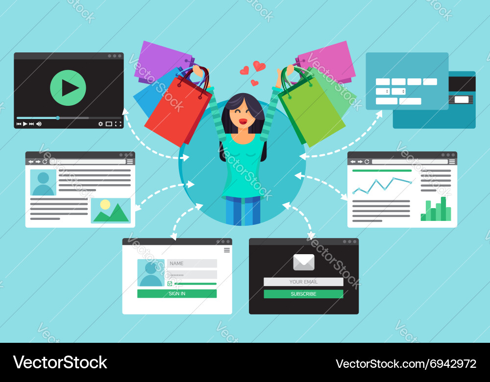 Web virtual socail network vector image