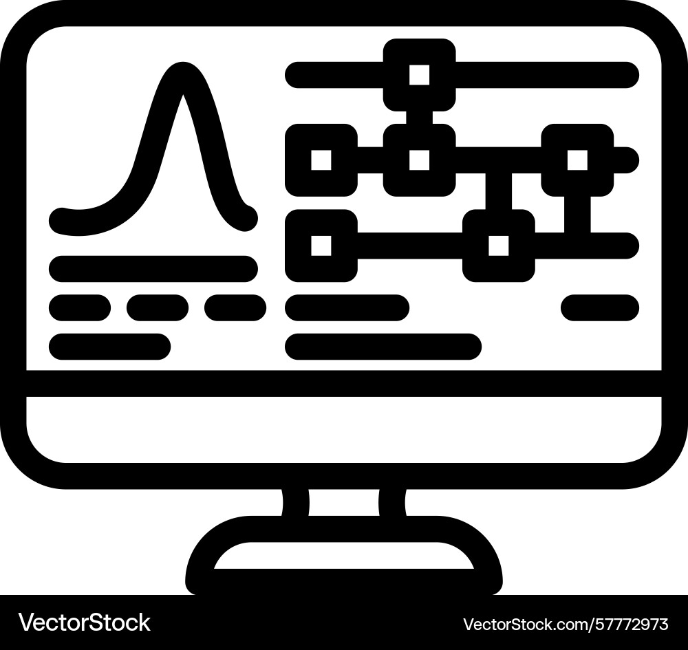 Algorithm screen quantum computer line icon Algorithm screen quantum computer line icon vector image