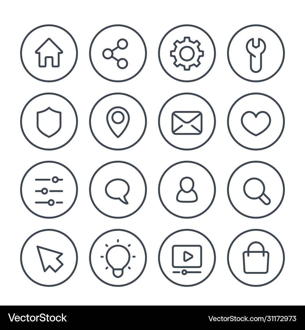 Basic line icons for web vector image