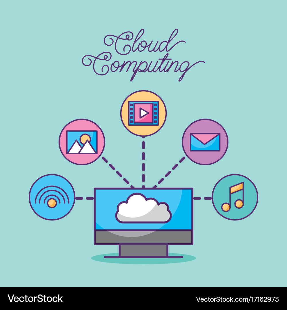 Cloud computing digital network connection vector image