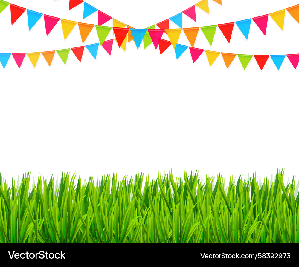 Colorful Flag Greeting Card with Grass Vector Image