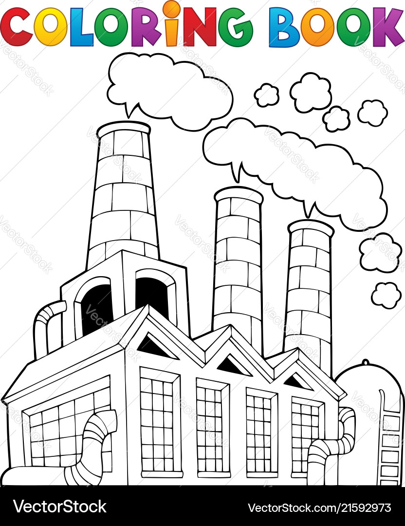 Coloring book factory theme 1 Coloring book factory theme 1 vector image
