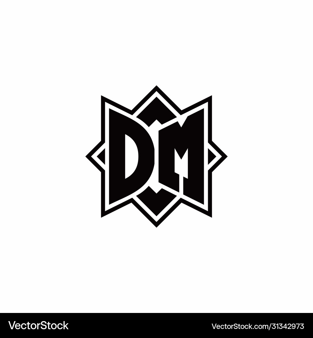 Dm monogram logo with square rotate style outline Vector Image