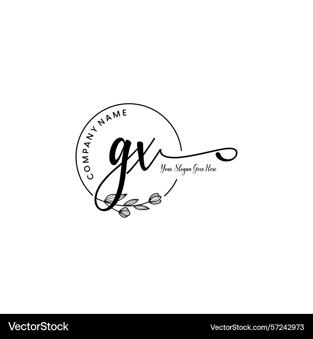 Elegant gx initial logo design with botanical Vector Image