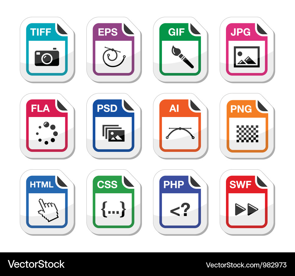 File Type Icon Set - Web Labels vector image