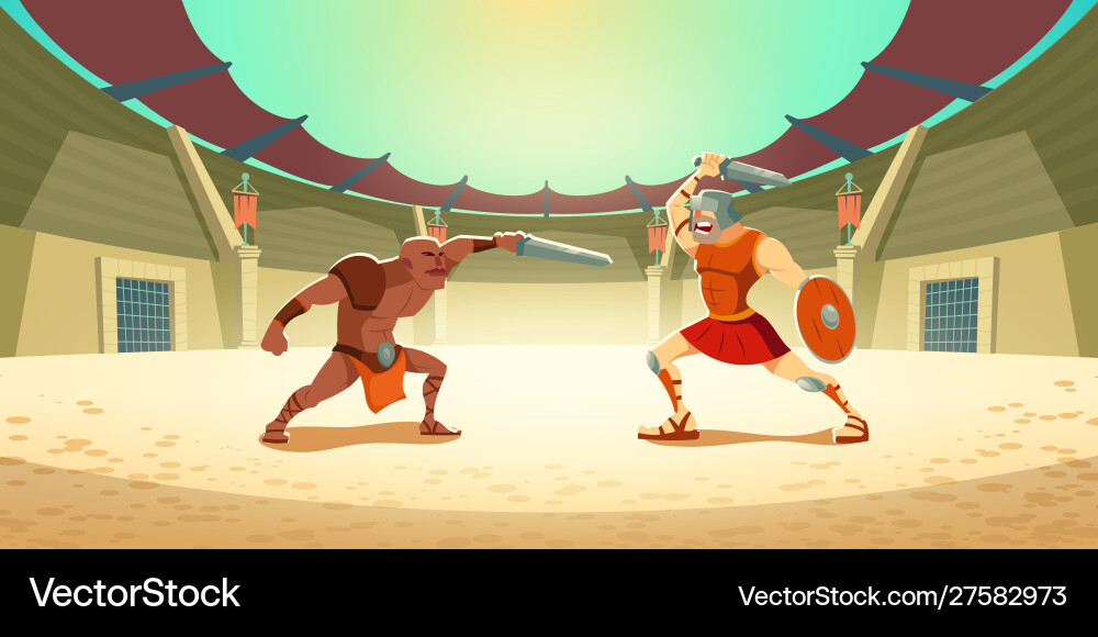 Gladiator vs. Barbarian - Coliseum Battle vector image