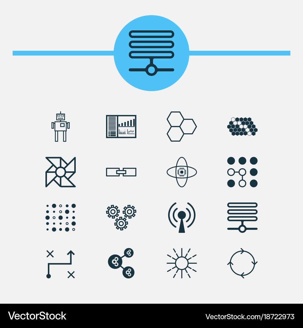 Learning icons set with atomic cpu algorithm Vector Image
