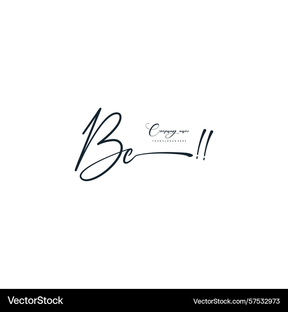 Minimal signature logo design with bc initials Minimal signature logo design with bc initials Vector Image