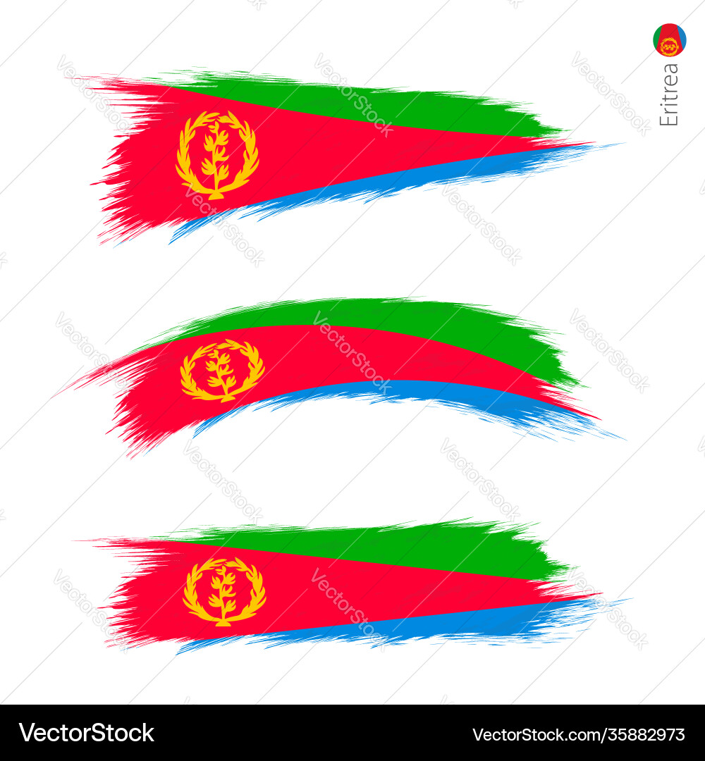 Set 3 grunge textured flag eritrea Vector Image