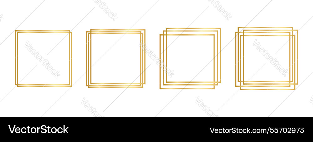 Set of golden square frames isolated on white Set of golden square frames isolated on white Vector Image