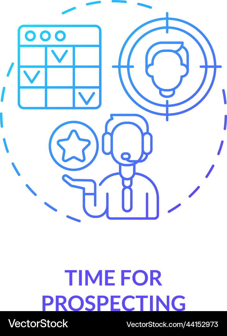 Time for prospecting blue gradient concept icon Vector Image