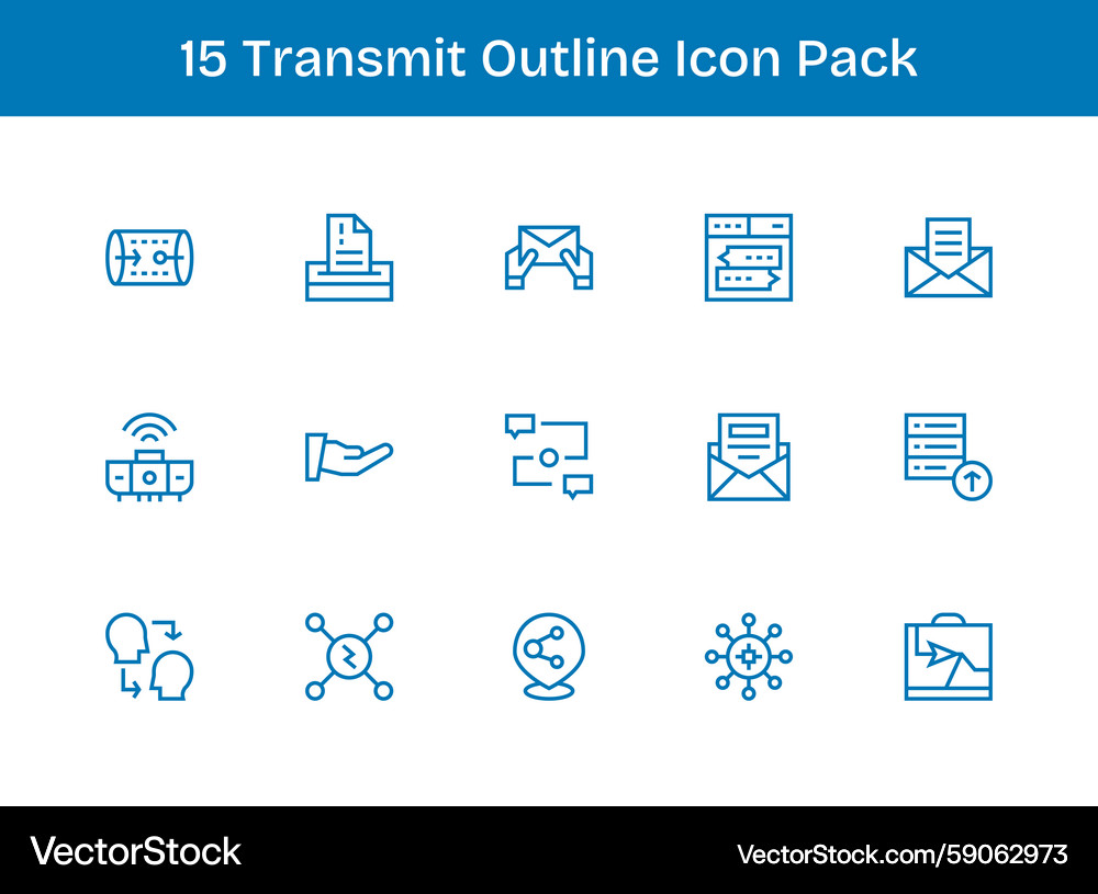 Transmit icon set - 15 outline graphics Royalty Free Vector