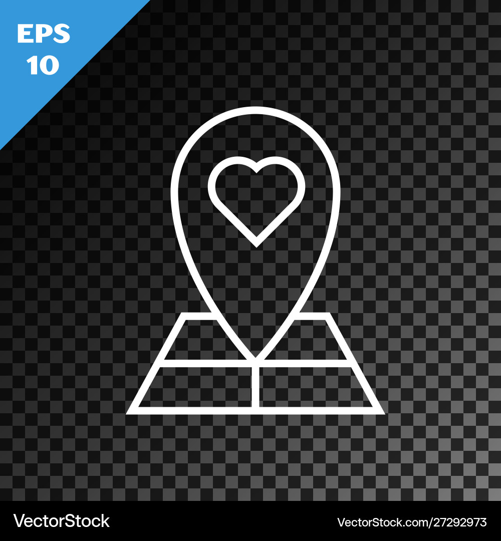 White line map pointer with heart icon isolated White line map pointer with heart icon isolated vector image