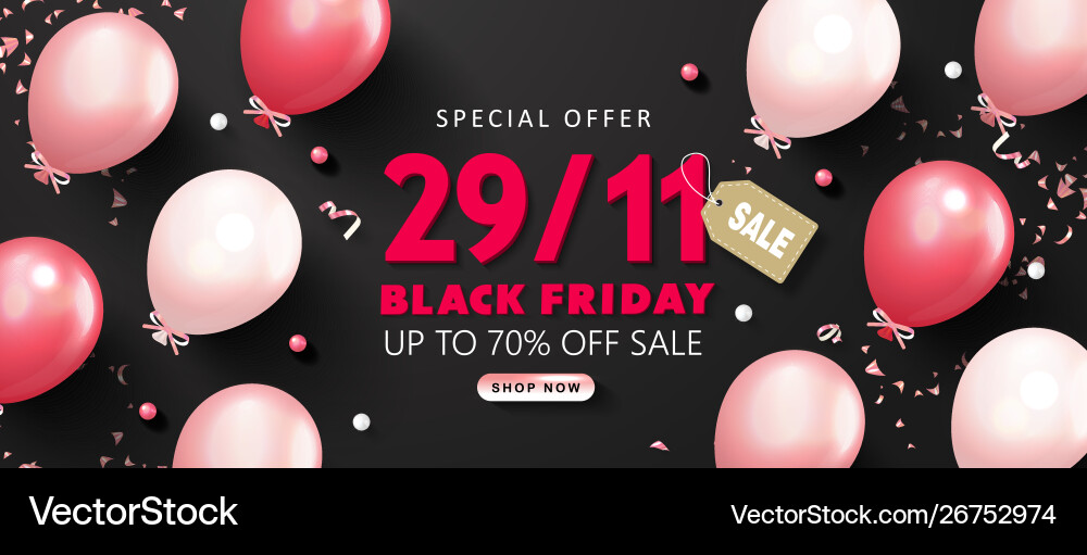 Black friday sale background with balloons Black friday sale background with balloons vector image