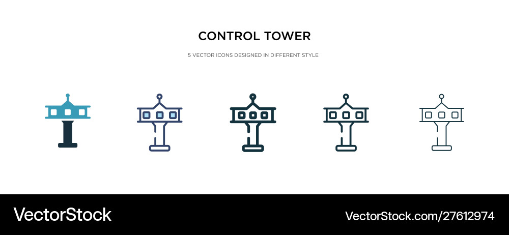 Control tower icon in different style two vector image