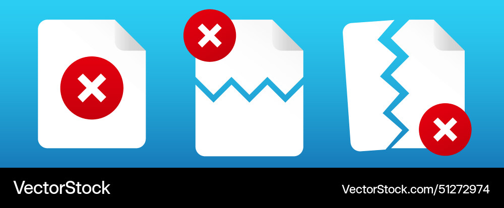 Corrupted file icon failed document with error vector image