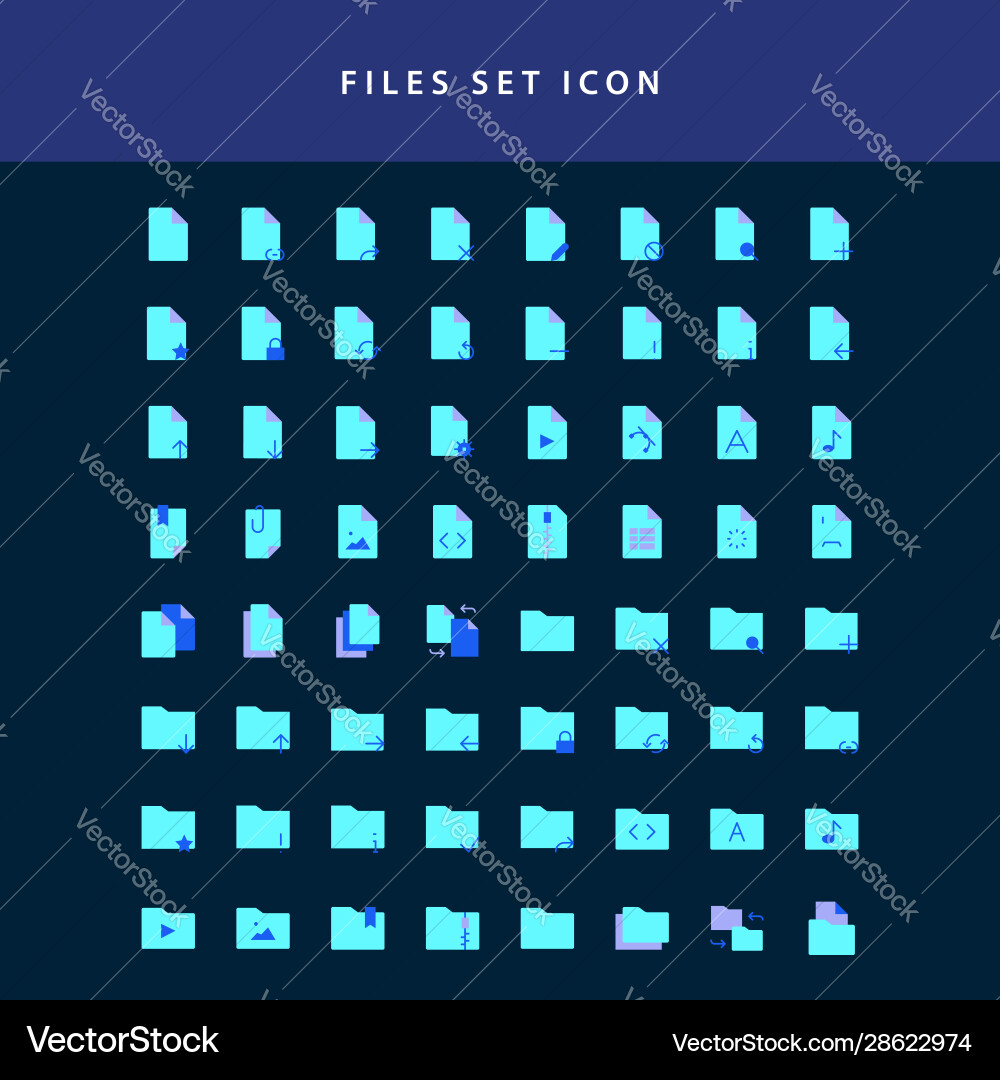Document files icon flat style design set vector image