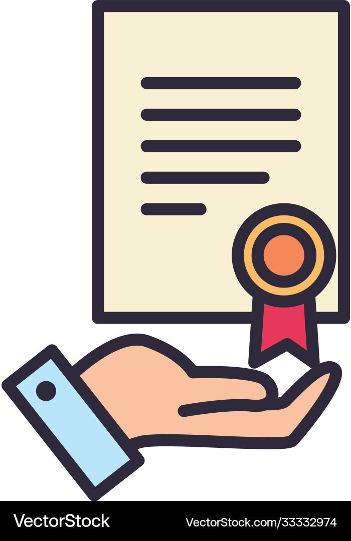 Document with seal stamp line and fill style icon vector image