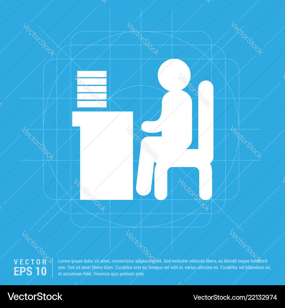 Man behind the computer desk icon Man behind the computer desk icon Vector Image