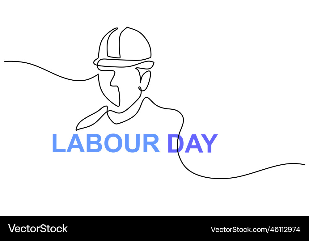One continuous single line of engineer for labor One continuous single line of engineer for labor vector image