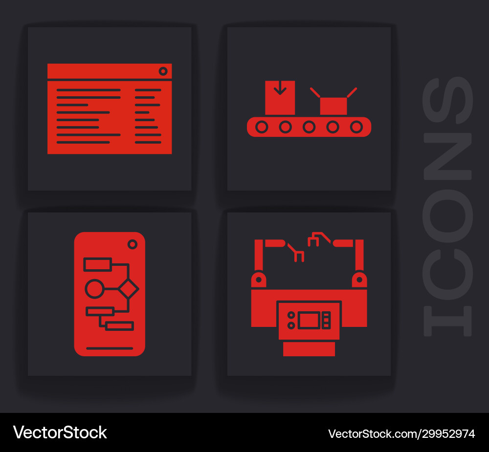 Set assembly line software web developer Set assembly line software web developer Vector Image
