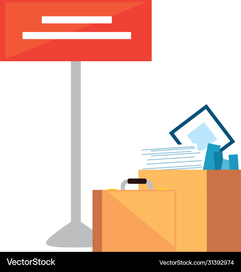 Travel case handle and box with objects office Vector Image