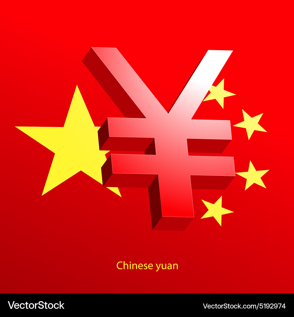 Yuan Currency Symbol on Red Background Vector Image