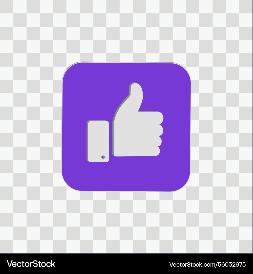 3d thumb up button on transparent background Vector Image