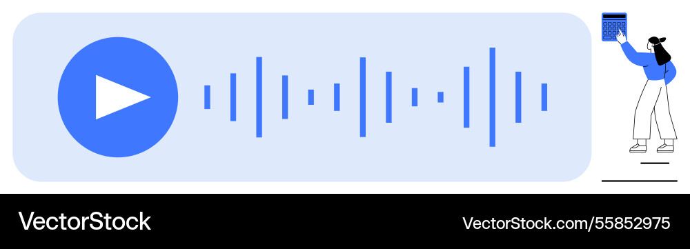 Audio player interface with play button vector image