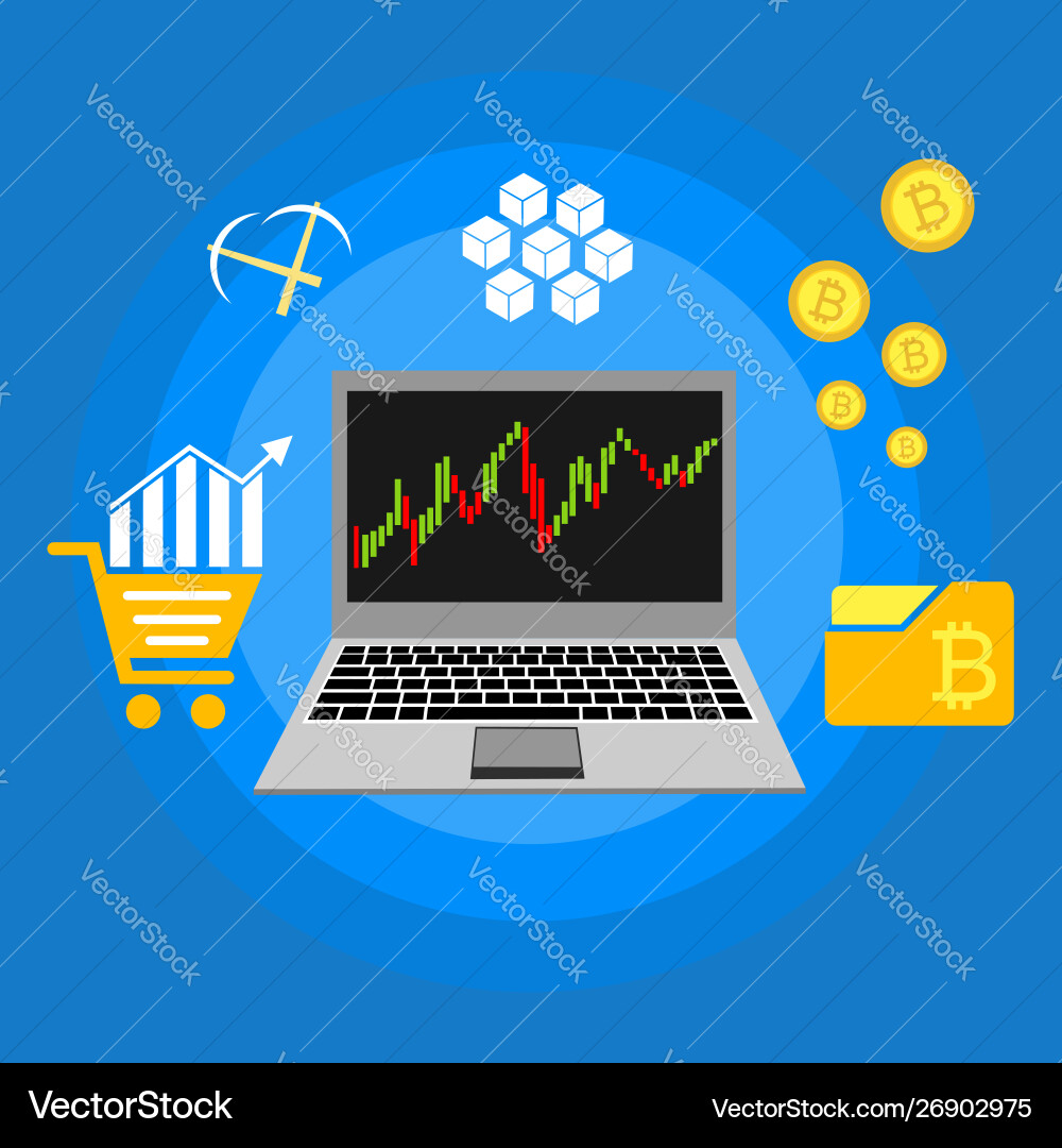 Blockchain scheme mining crypto currency server Blockchain scheme mining crypto currency server vector image