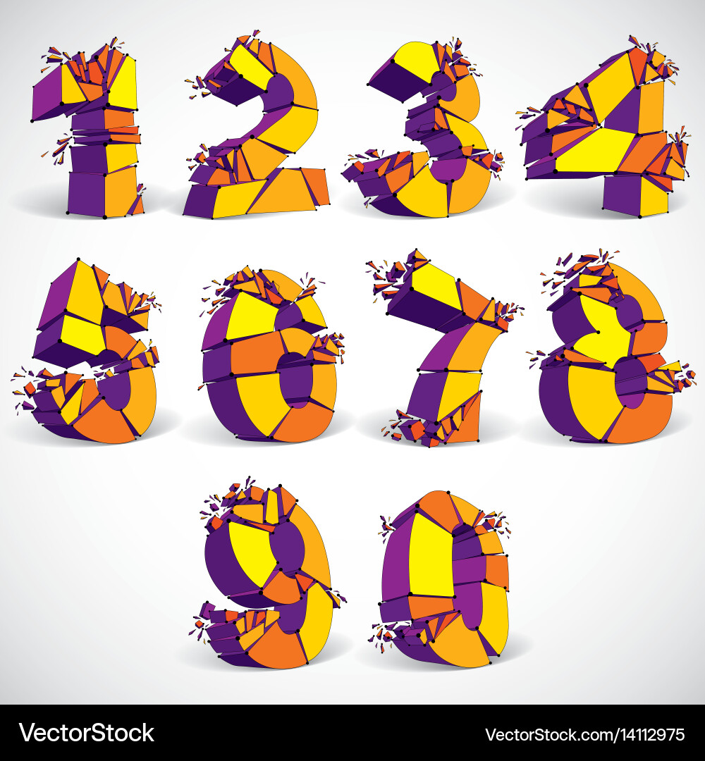 Fractured Golden Numbers Vector Image