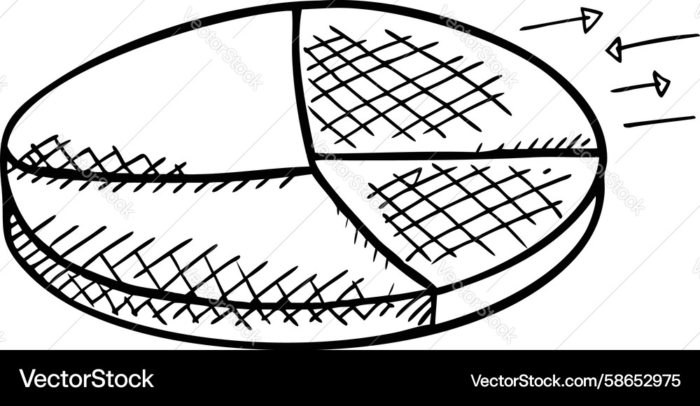 Fragmented Pie Chart Sketch - Data Breakdown Vector Image