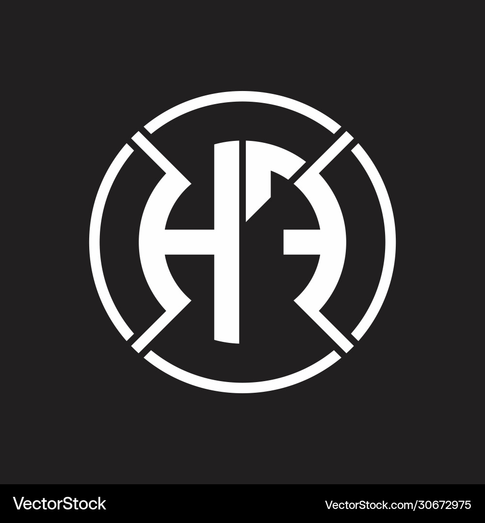 Hf logo monogram with four part circle slash vector image