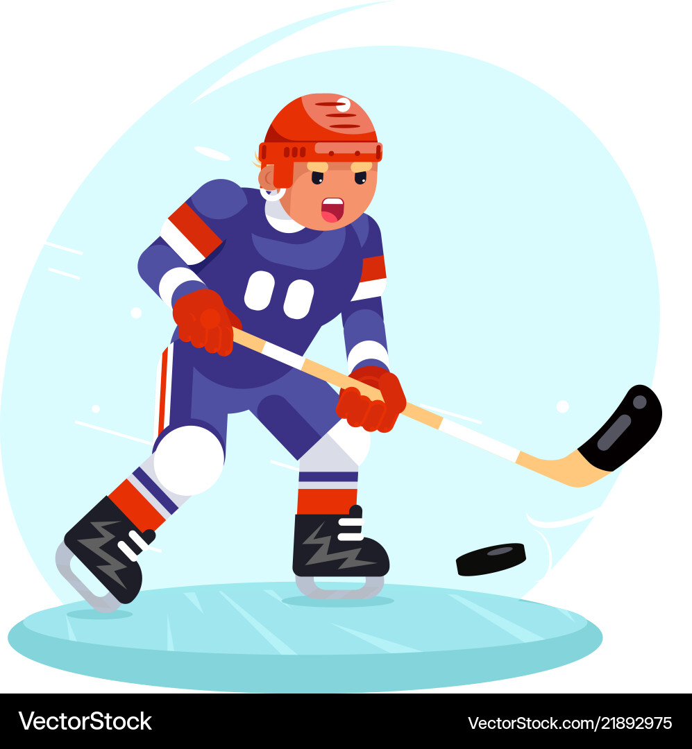 Hockey player stick puck ice skates flat design Hockey player stick puck ice skates flat design vector image