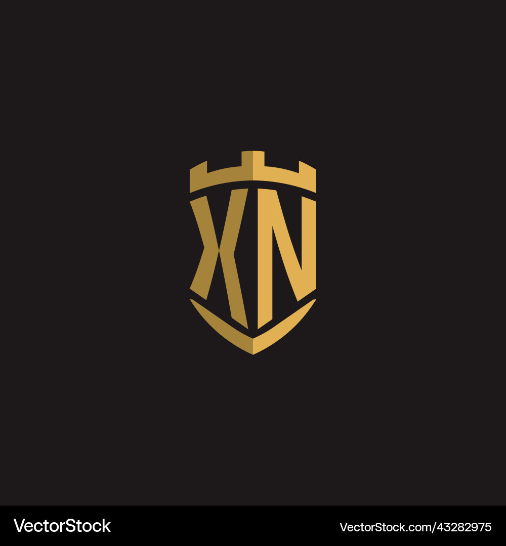 Initials xn logo monogram with shield style design Initials xn logo monogram with shield style design Vector Image