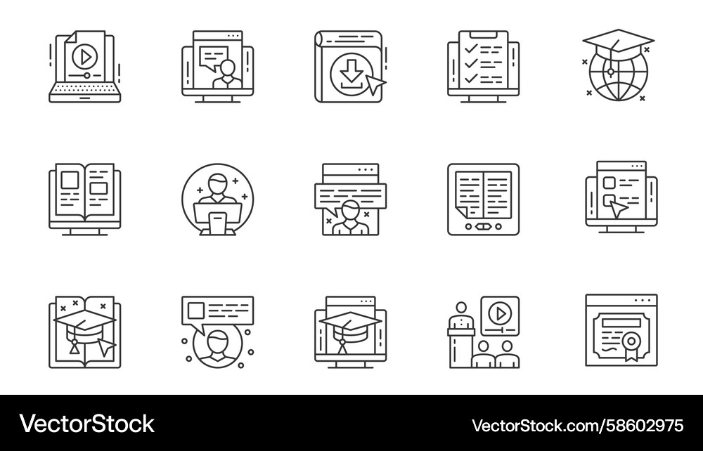 Learning icons set in outline stroke design Learning icons set in outline stroke design Vector Image