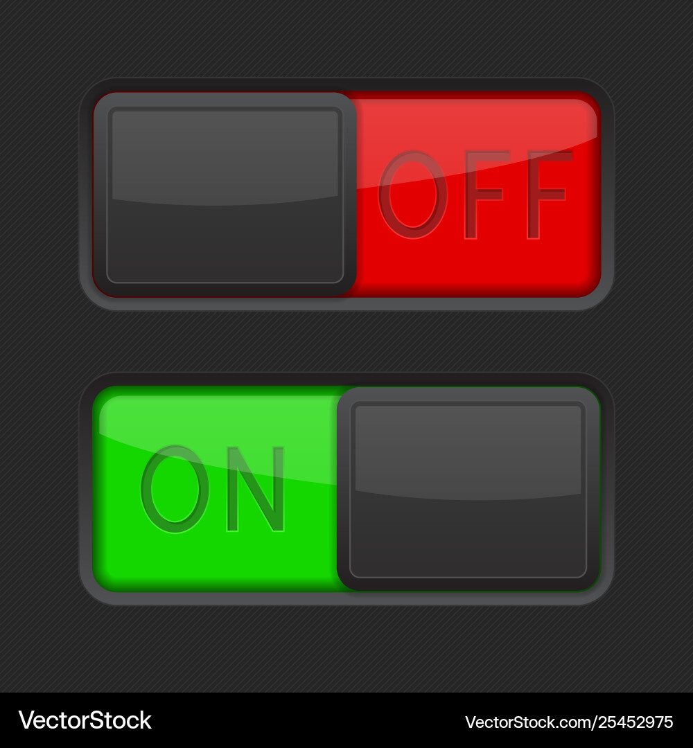 On and off black toggle switch buttons red Vector Image