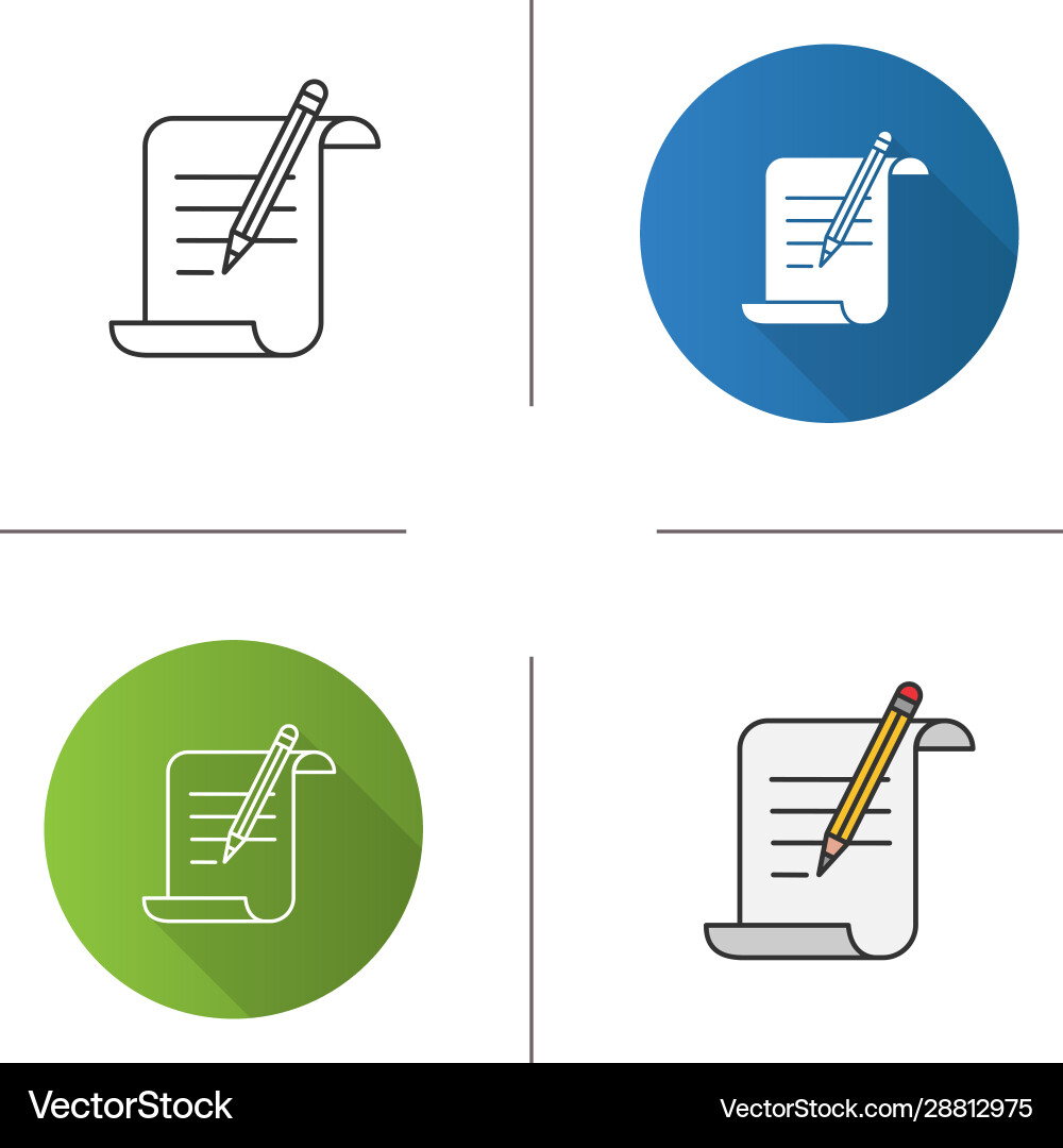 Paper scroll with text and pencil icon Paper scroll with text and pencil icon Vector Image