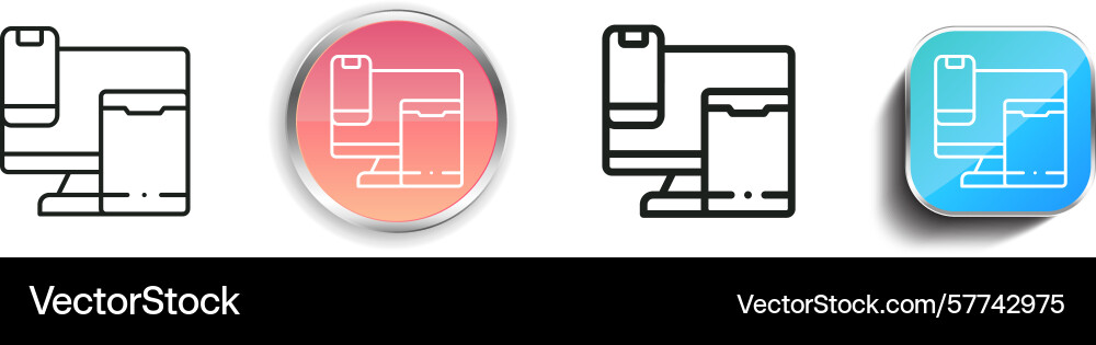 Responsive icon thin linear regular and button Responsive icon thin linear regular and button vector image