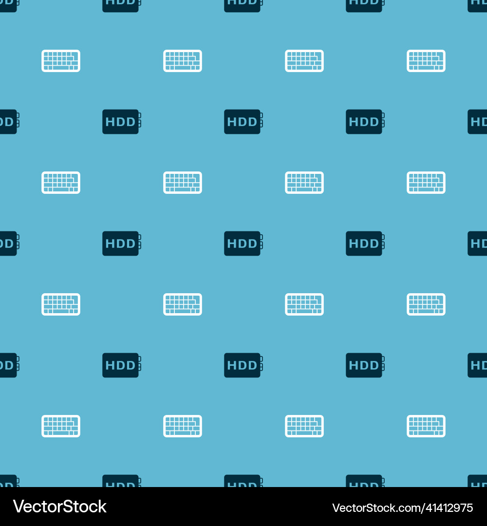 Set hard disk drive hdd and keyboard on seamless Set hard disk drive hdd and keyboard on seamless vector image