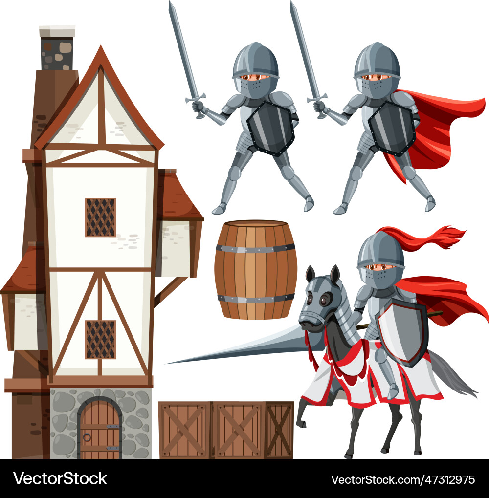 Set of medieval object Vector Image