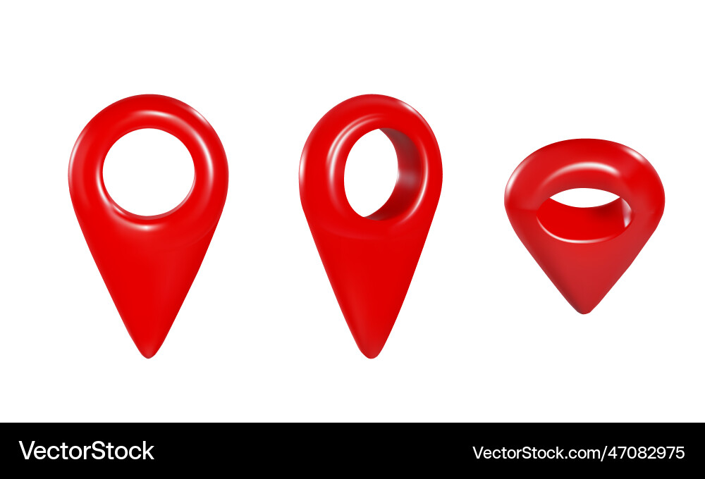 Set of red markers or pins for gps navigation Set of red markers or pins for gps navigation vector image