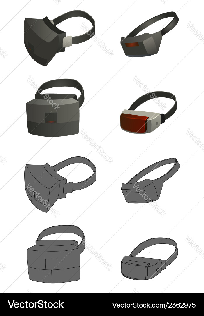 Set of virtual reality devices concepts vector image