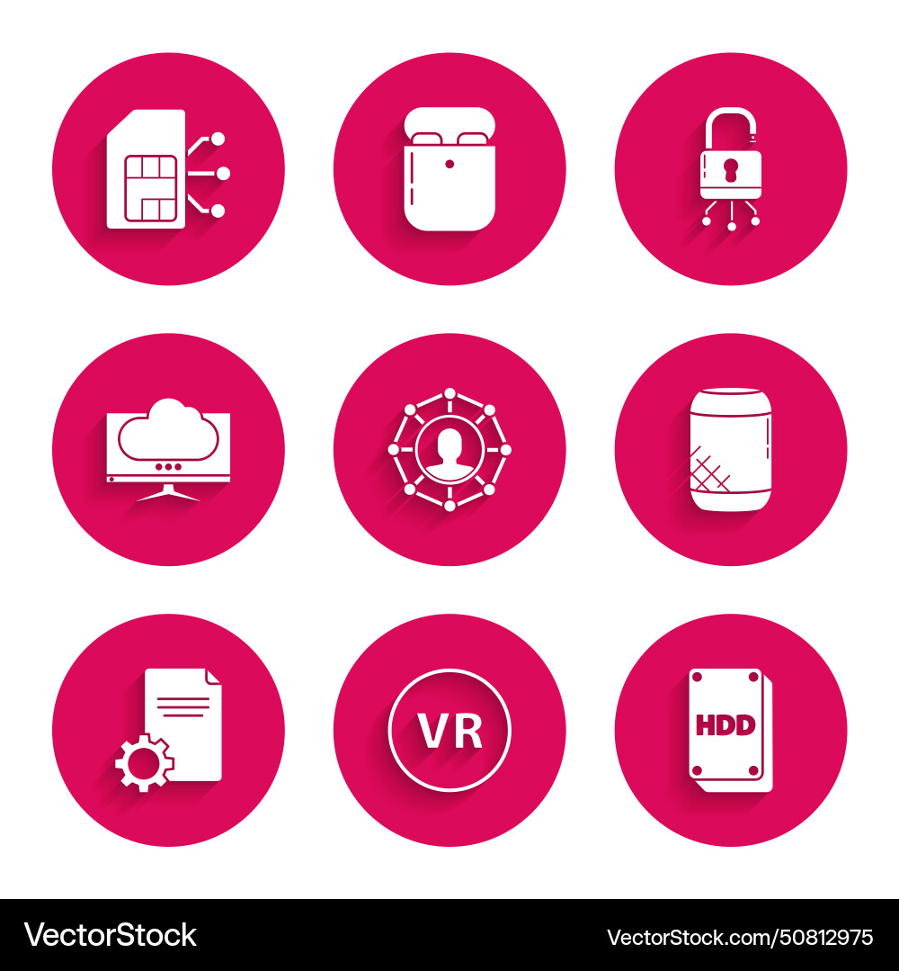 Set project team base virtual reality hard disk Set project team base virtual reality hard disk vector image