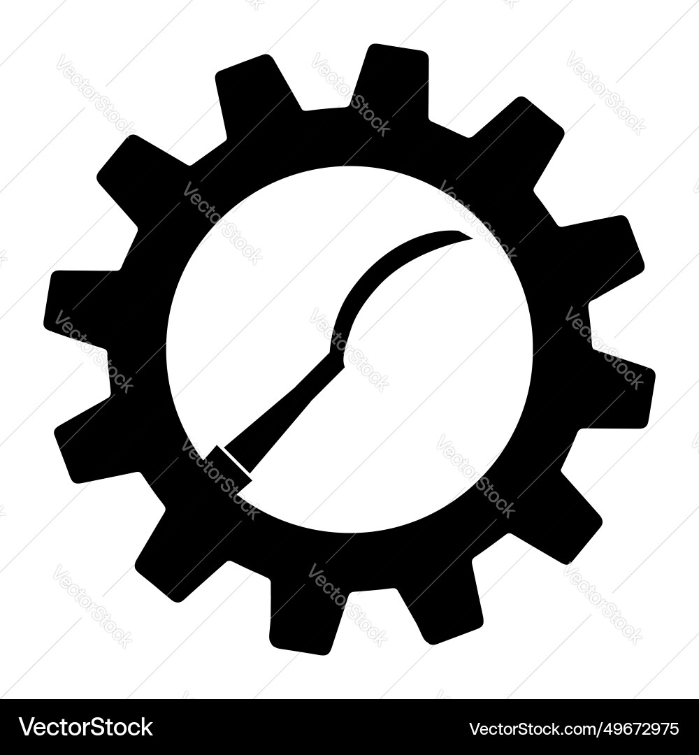 Simple of chisel icon in gear for app or web Simple of chisel icon in gear for app or web vector image
