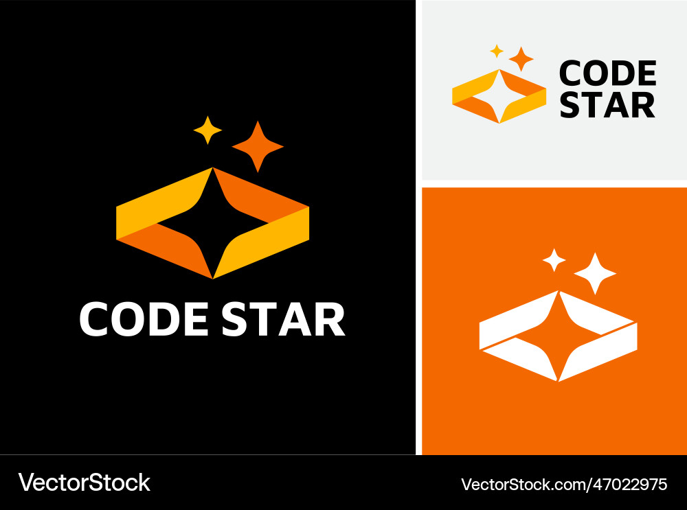 Star letter c code script coding website logo Star letter c code script coding website logo vector image