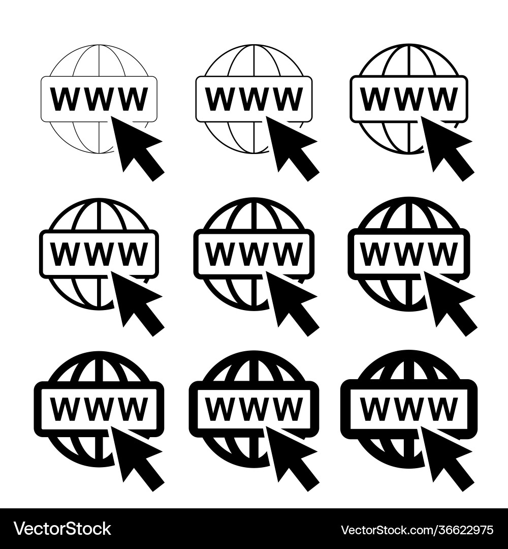Www world wide web set site symbol internet Vector Image